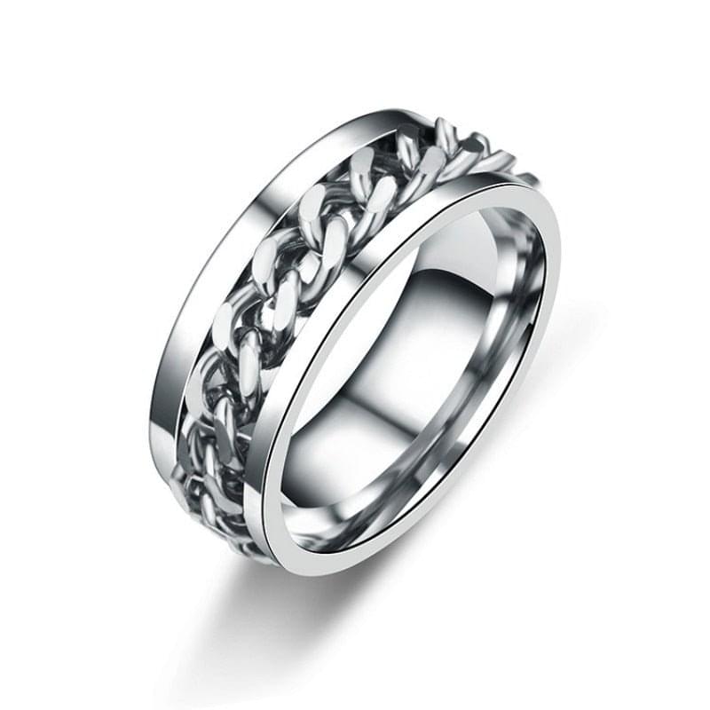 Silver LUXENK "Spinner" ring by eprolo featuring a sleek, modern design with a smooth spinning band and polished finish.