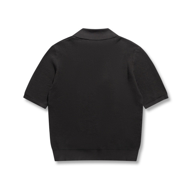 Solid color simple breathable short sleeved polo shirt
