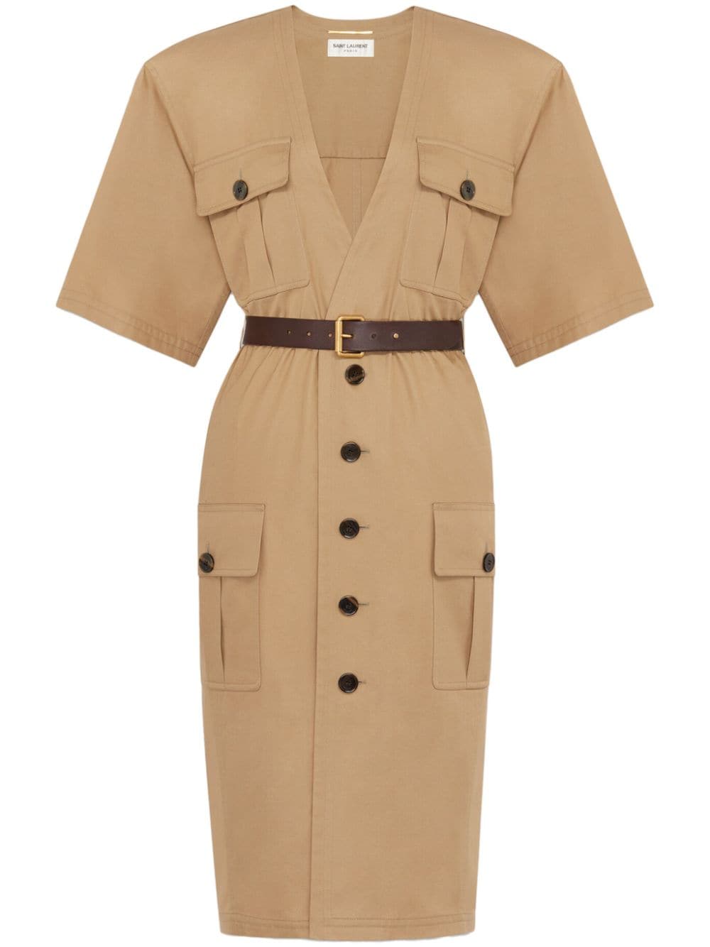 Saint Laurent Cotton twill midi dress