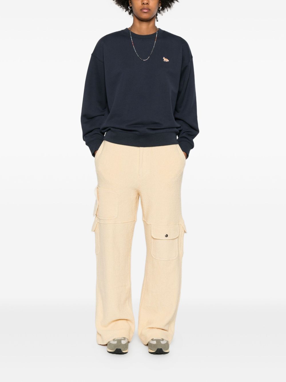 Maison Kitsuné Fox-embroidered cotton sweatshirt