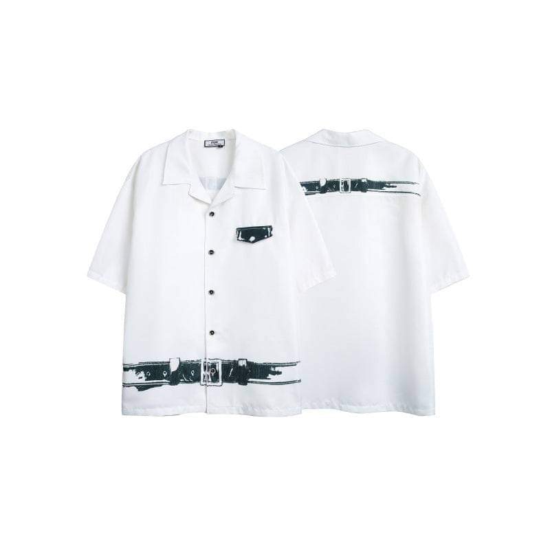 Eprolo LUXENK Shadow Cut Shirt in black with unique cut-out design, lightweight fabric, casual fit, front view.