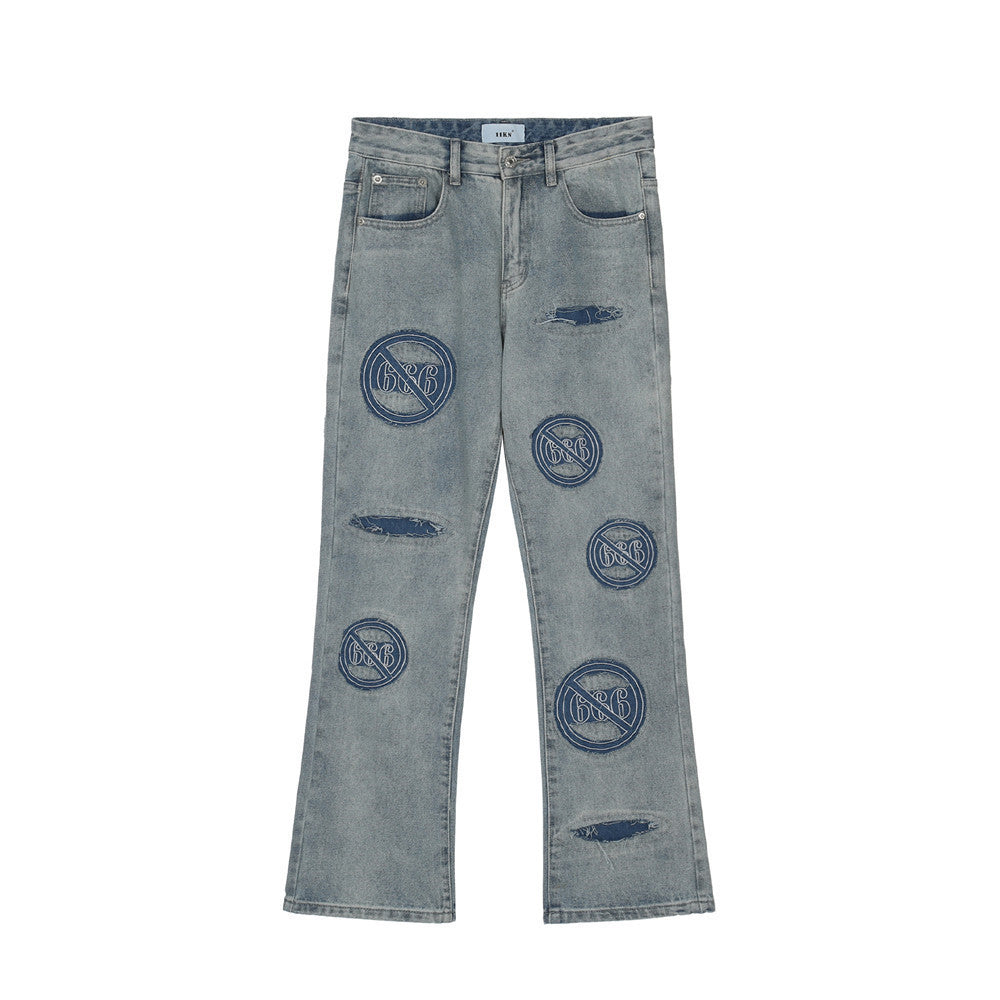LUXENK© "Distressed Embroidered" JEANS