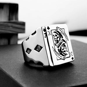 Eprolo LUXENK Reaper Ring featuring a dark, detailed design with a skull motif, crafted in metal, displayed on a neutral background.