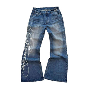 Eprolo LUXENK Street Letter jeans showing classic denim fit with stylish stitched details and a bold street letter design.