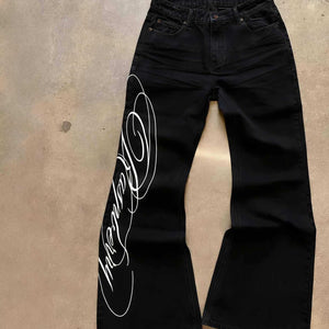 Light blue LUXENK© "Street Letter" jeans by eprolo, featuring a casual fit with distressed details and street-style design.
