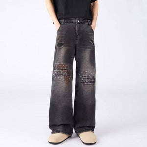 Eprolo LUXENK© Raw Edge Jeans showing distressed denim with raw hem and classic five-pocket design.