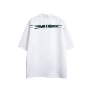 Black LUXENK Shadow Cut shirt by eprolo, featuring a modern design with shadow-inspired cutout details, displayed on a hanger.