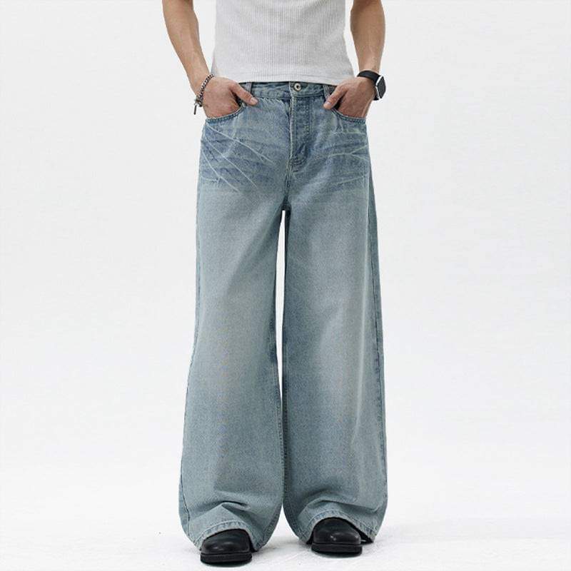 Light blue Luxenk Lightning Wash jeans from eprolo featuring distressed details and classic five-pocket design.