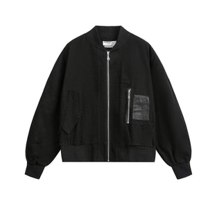 Eprolo LUXENK Home Run jacket in black with zip closure and logo patch, styled for casual wear.