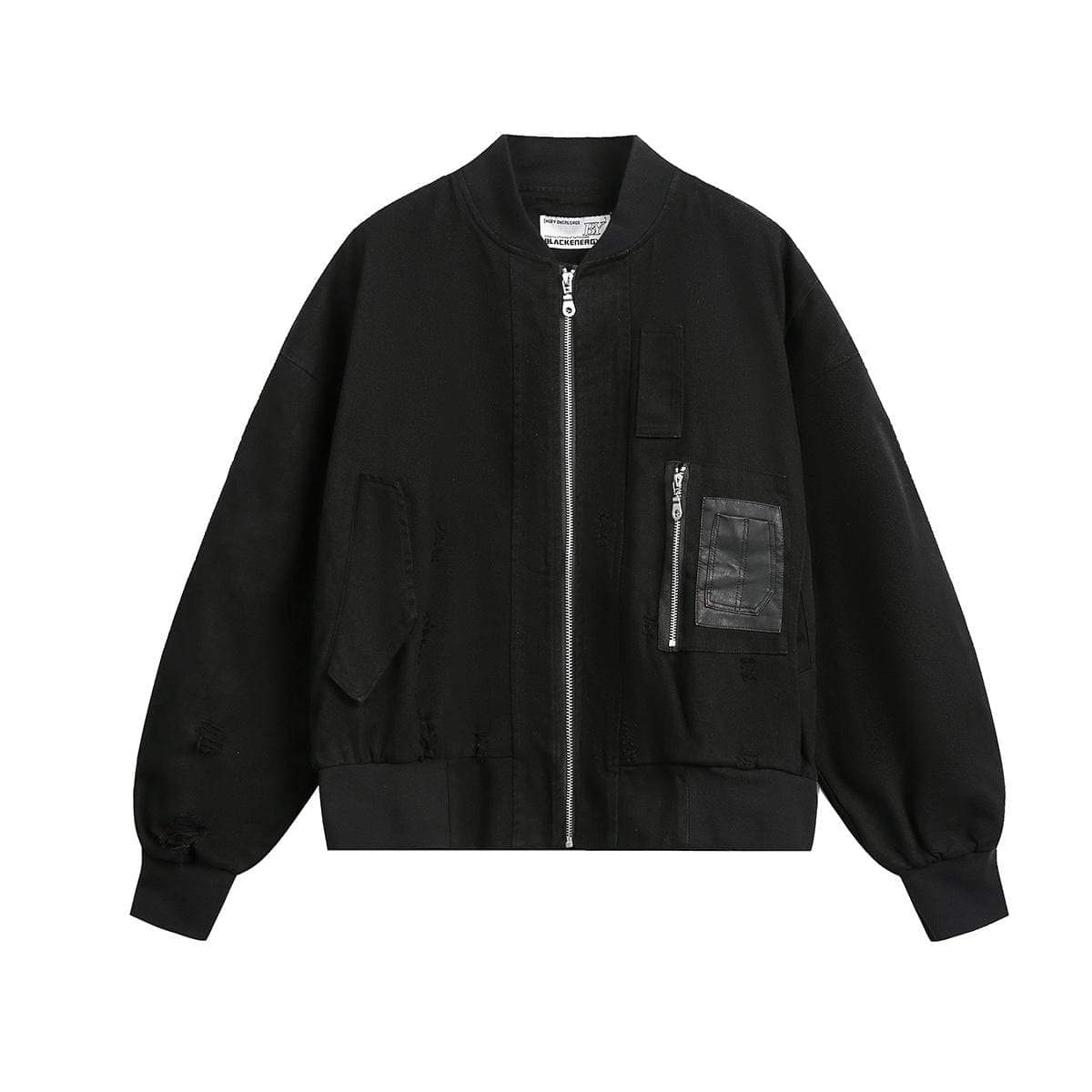 Eprolo LUXENK Home Run jacket in black with zip closure and logo patch, styled for casual wear.