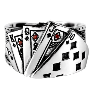 Elegant LUXENK© Ace ring displayed on a white background, showcasing its sleek design and polished silver finish.