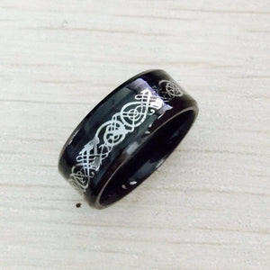 Silver LUXENK "Nibelung" ring by eprolo featuring intricate engraved designs on a polished band