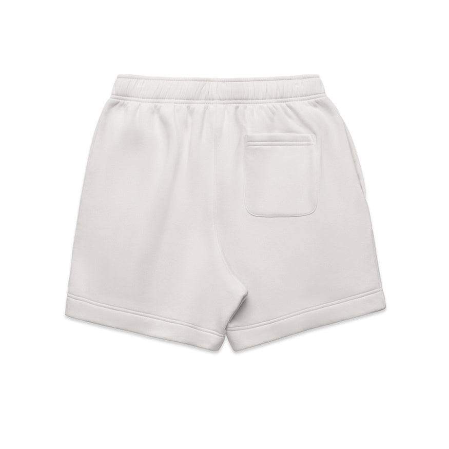 AOC Framework Shorts in a relaxed fit with a bone-colored fabric, featuring an elastic waistband and casual style.