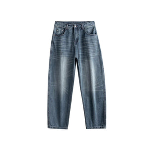 Eprolo LUXENK© Washed Straight Jeans in light denim, showcasing the fit and distressed details on a white background.
