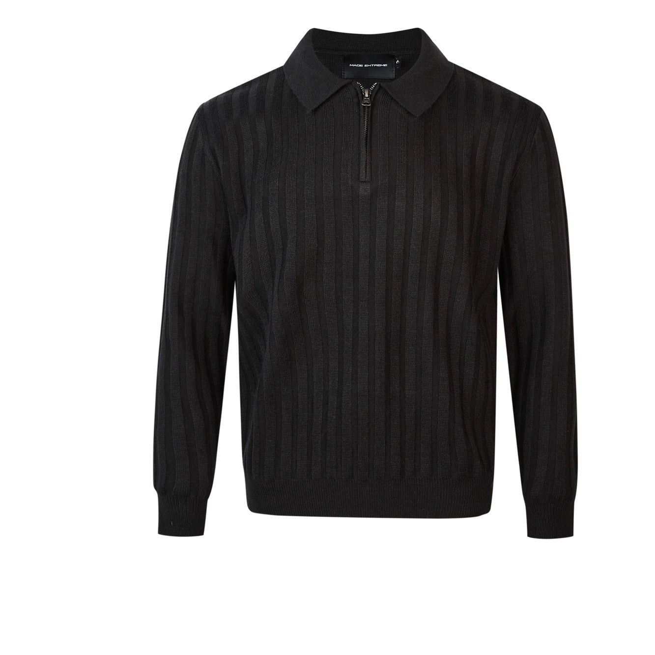Casual Commuting Thick Striped Collar Polo Knitwear for Men and Women