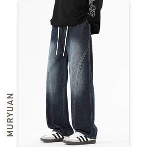 Eprolo Luxenk Blue Gray Wash jeans with distressed details and classic five-pocket design, shown on a model.