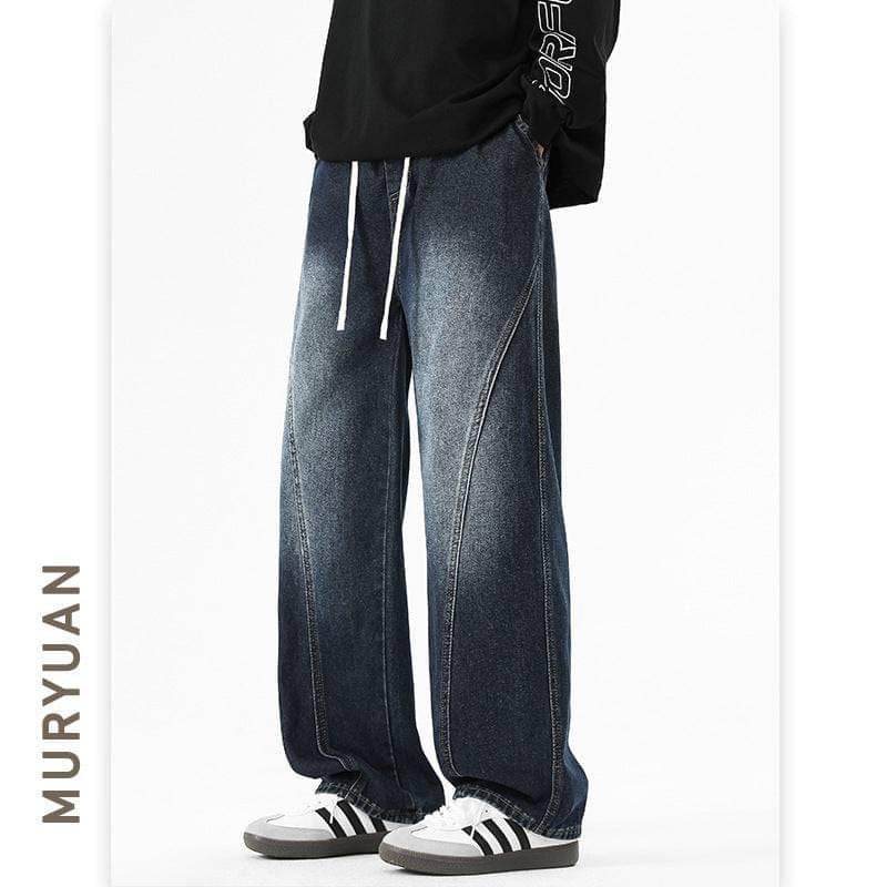 Eprolo Luxenk Blue Gray Wash jeans with distressed details and classic five-pocket design, shown on a model.