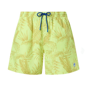 North Sails men's graphic print beach shorts in green, featuring a lightweight fabric and casual fit for summer wear.