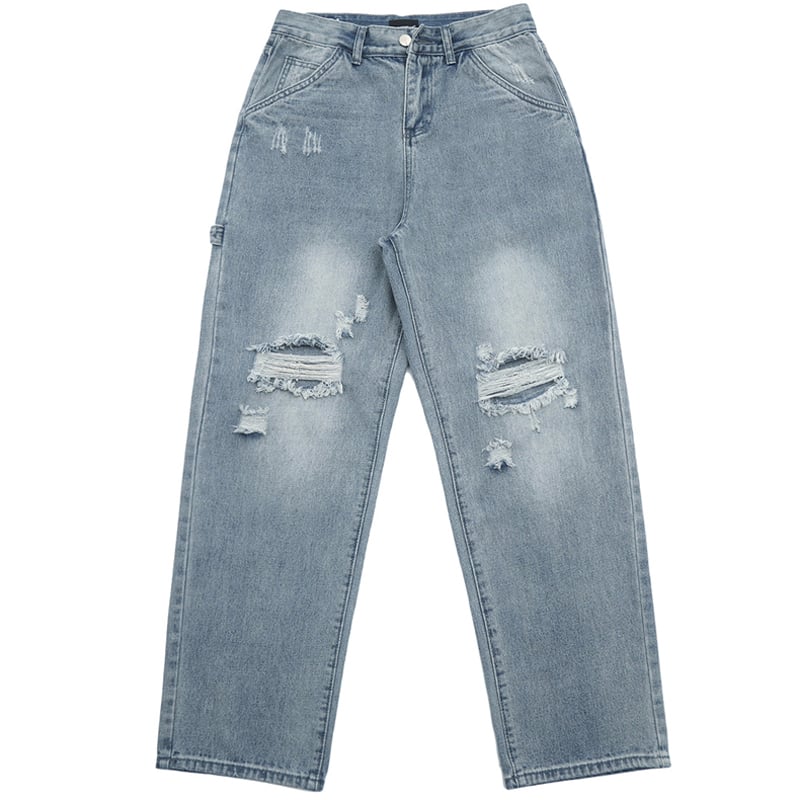 Men's Ripped Casual Straight Leg Loose Jeans
