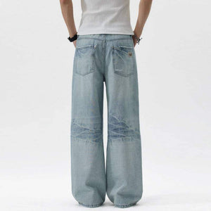Light-wash Luxenk Lightning Wash jeans by eprolo, showing slim fit denim with subtle fading and distressed details.