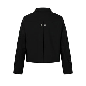 Eprolo LUXENK Motor City jacket in black with front zipper, stylish casual outerwear, displayed on a mannequin.