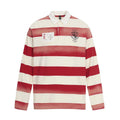 Badge graffiti cross print striped long sleeved polo shirt