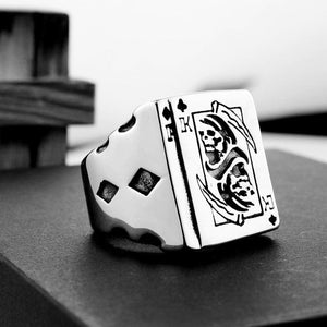 Silver LUXENK Reaper ring by eprolo featuring a detailed skull design on a polished band.