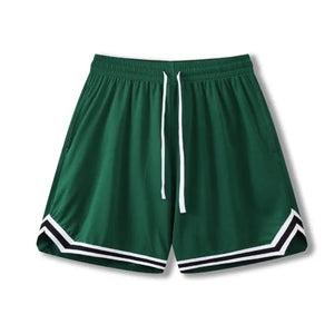 Vimost Shop LUXENK© basketball shorts in black with white logo, casual athletic shorts for sports and active wear.