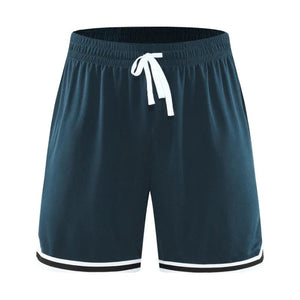 Vimost Shop LUXENK® basketball shorts in black with white side stripes, lightweight athletic shorts for sports and casual wear