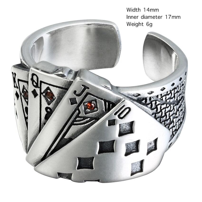 Close-up of the LUXENK© "Ace" ring by eprolo, showcasing its sleek design and polished silver finish.