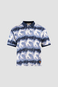 Cloud Pattern Short-Sleeve Knit Polo Shirt-0