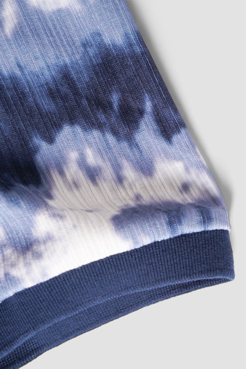 Cloud Pattern Short-Sleeve Knit Polo Shirt-2