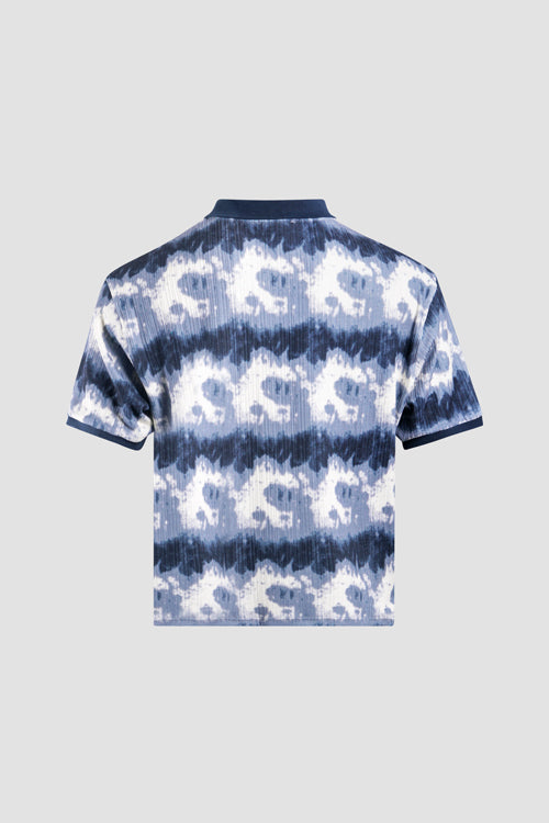 Cloud Pattern Short-Sleeve Knit Polo Shirt-4