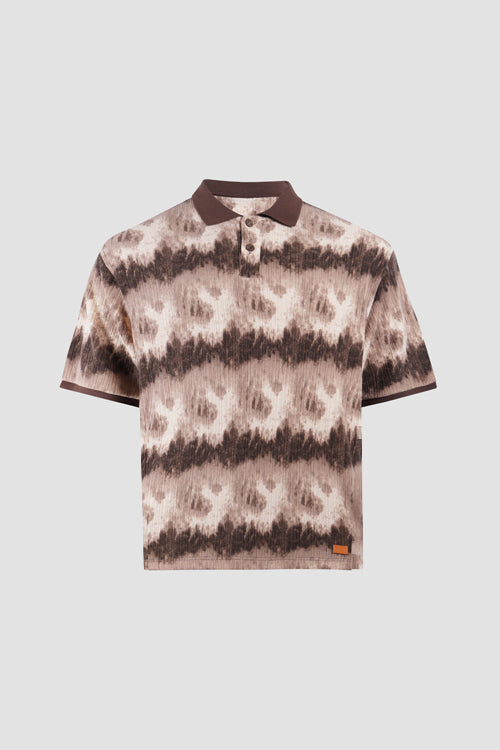 Cloud Pattern Short-Sleeve Knit Polo Shirt-0