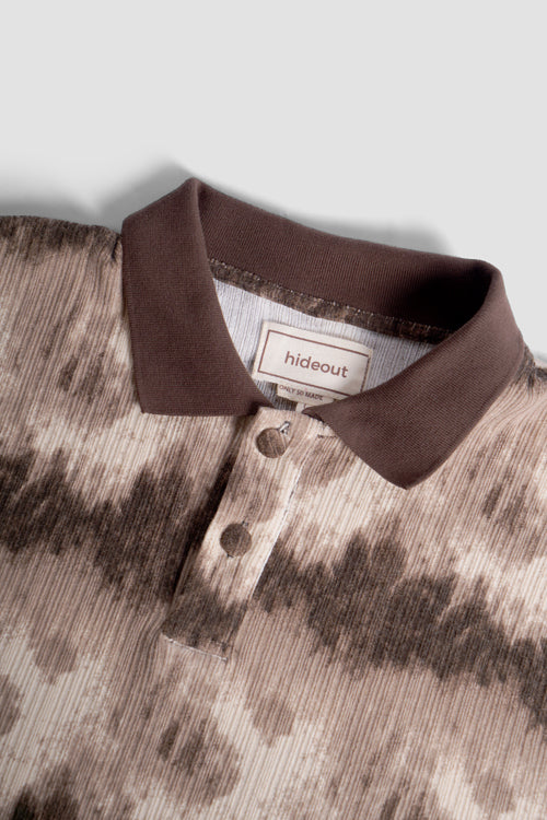 Cloud Pattern Short-Sleeve Knit Polo Shirt-2