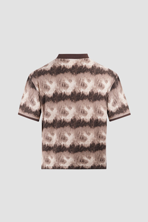 Cloud Pattern Short-Sleeve Knit Polo Shirt-4