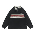 Color blocked patchwork long sleeved polo shirt