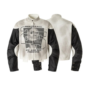 Black LUXENK© Skeleton Jacket by eprolo showing front view with skeleton-themed design and zipper closure