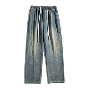 Blue gray wash jeans from LUXENK© by eprolo, featuring a classic fit with visible stitching and distressed details.