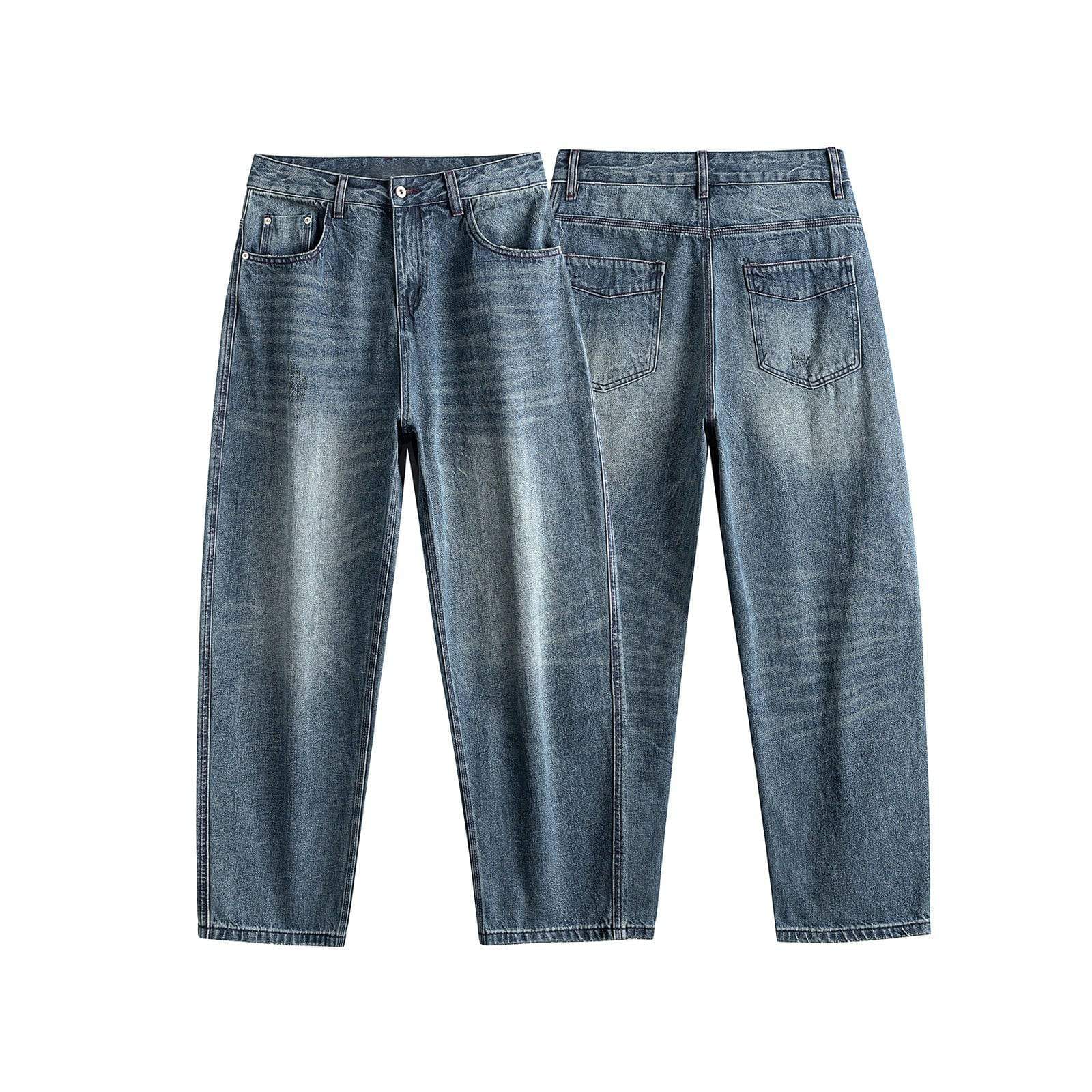 Eprolo LUXENK© Washed Straight jeans in light denim with a classic fit, featuring front pockets and a relaxed style.