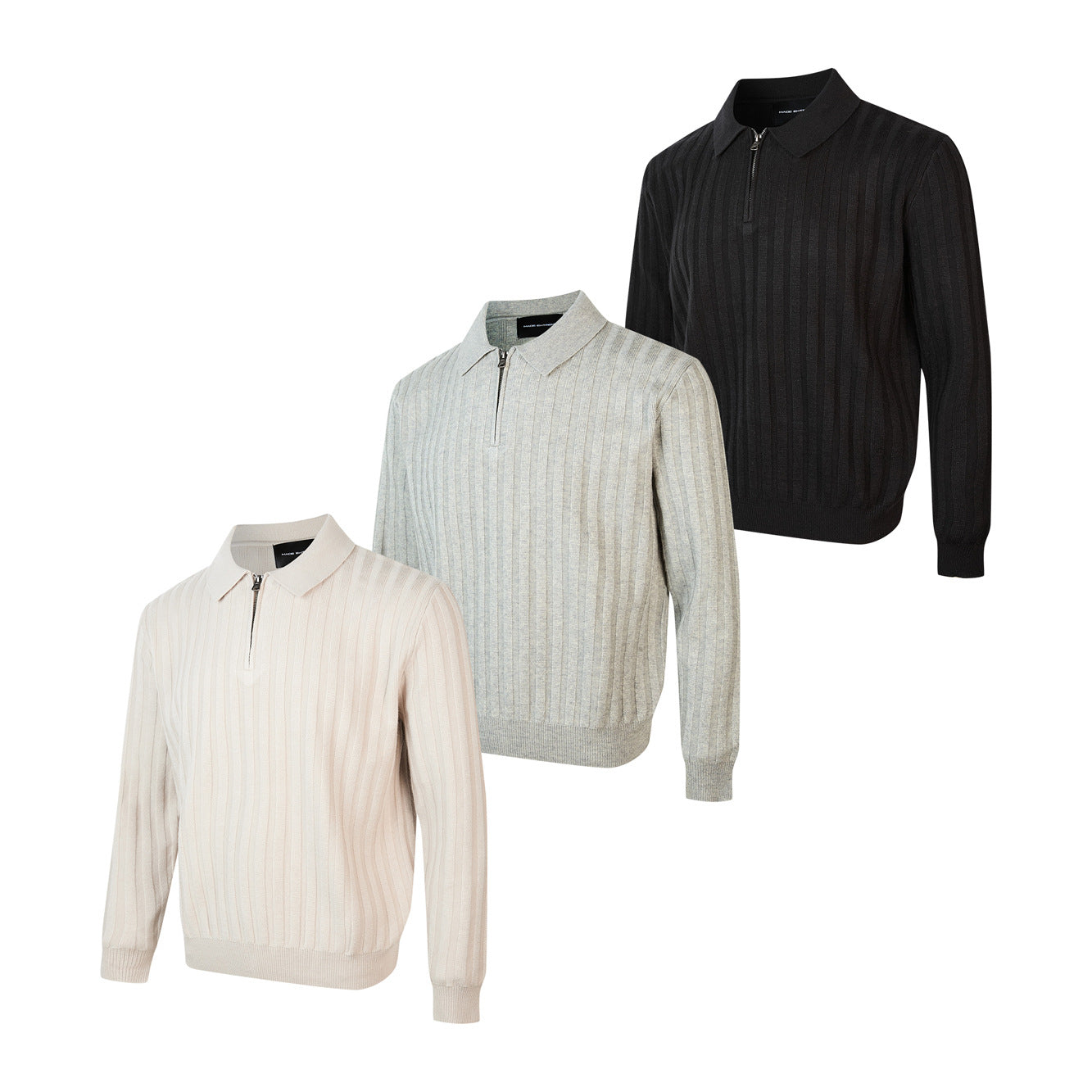 Casual Commuting Thick Striped Collar Polo Knitwear for Men and Women