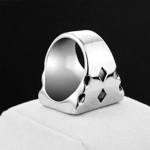 Silver LUXENK© "Reaper" ring by eprolo featuring a detailed skull design with a dark, gothic style.