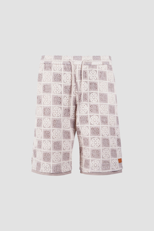 Flower Pattern Crochet Shorts-0