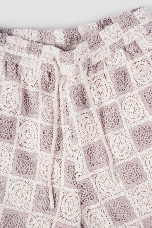 Flower Pattern Crochet Shorts-2