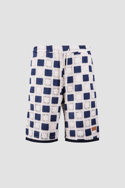 Flower Pattern Crochet Shorts-0