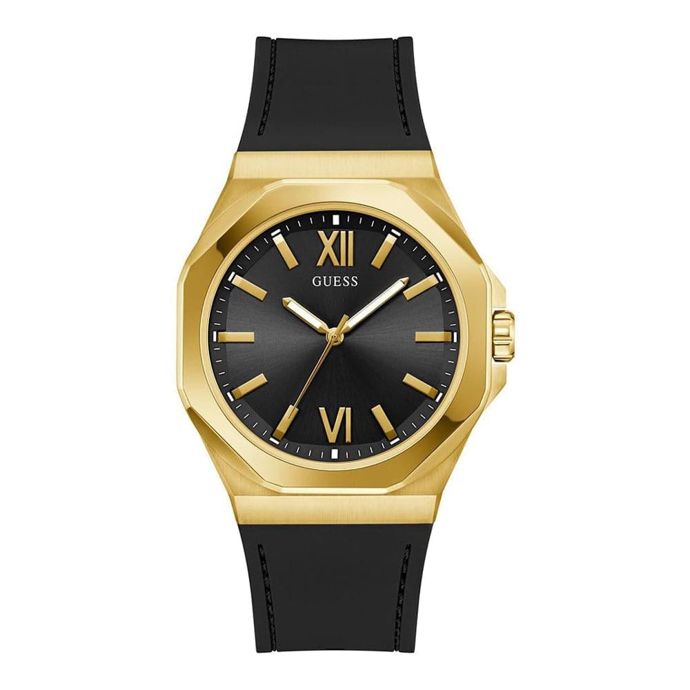 Guess Emperor GW0850G2 men's watch with a sleek silver dial and stainless steel band, showcasing modern design and craftsmanship.