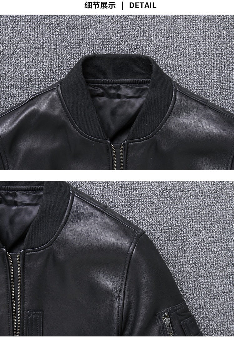 Khal Mens Genuine Leather MA-1 Jacket-4