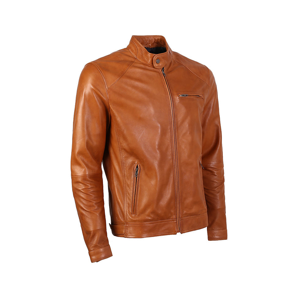 Kris Men's Caramel Brown Leather Jacket-1