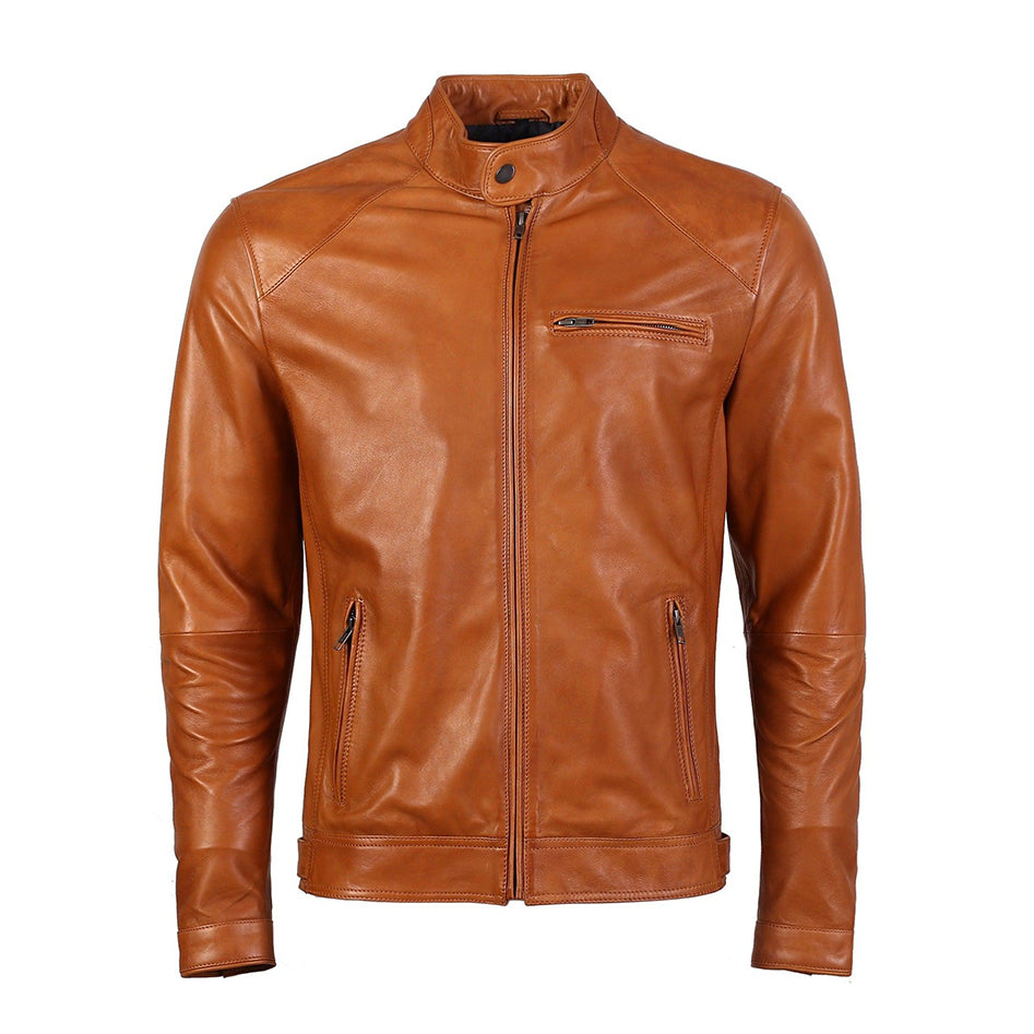Kris Men's Caramel Brown Leather Jacket-0