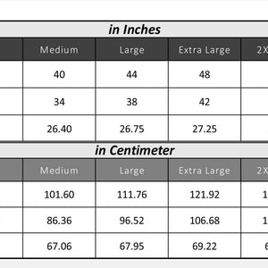 Men's black genuine leather motorcycle jacket from Inland Leather Co., shown with size chart for proper fit.